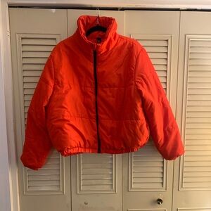 WILD FABLE Puffer Cropped Winter Jacket- Orange/Red size XXL
